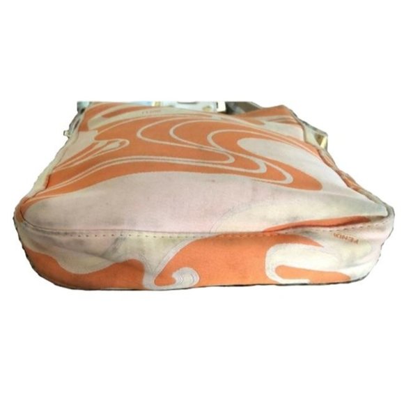 Fendi Ltd Ed Orange & Pink Print Silk & Leather Petite Satchel - Picture 4 of 9
